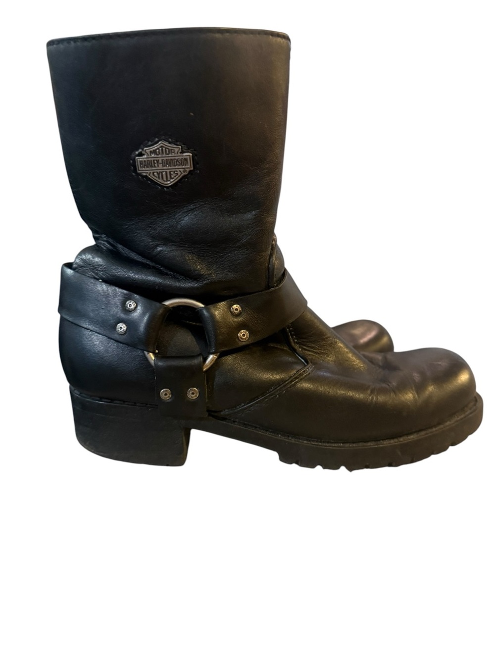 Y2K Harley Davidson Black Leather Motorcycle Boots Women’s 7.5 Biker Moto Edgy